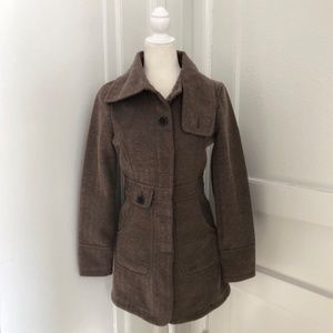 Lole Celeb Herringbone Fleece-Lined Jacket in Brown, Size M (8-10)